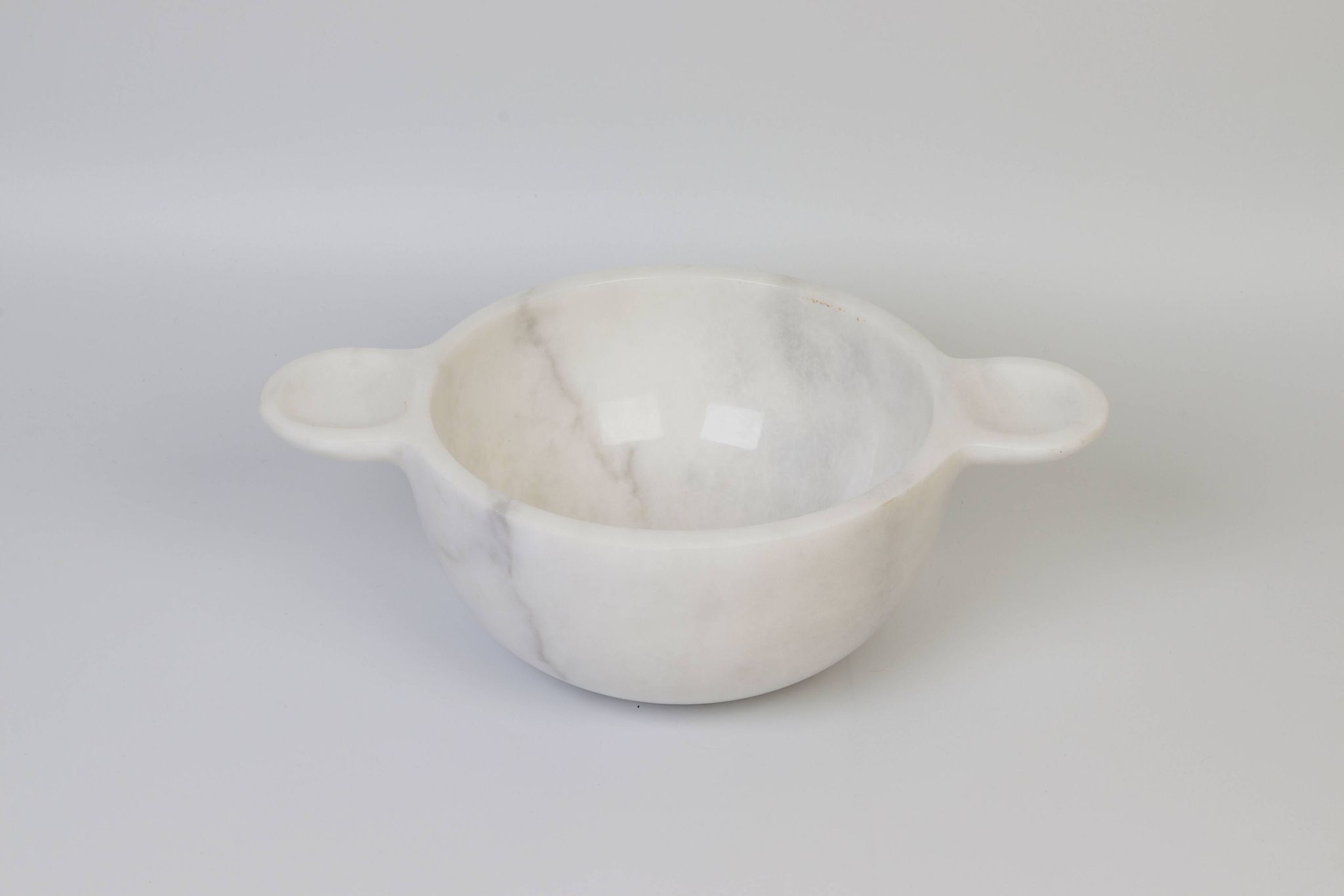 Gabriella – White Natural Marble Bowl with handles  | L 32cm W 20cm H 10cm