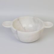 Gabriella – White Natural Marble Bowl with handles  | L 32cm W 20cm H 10cm