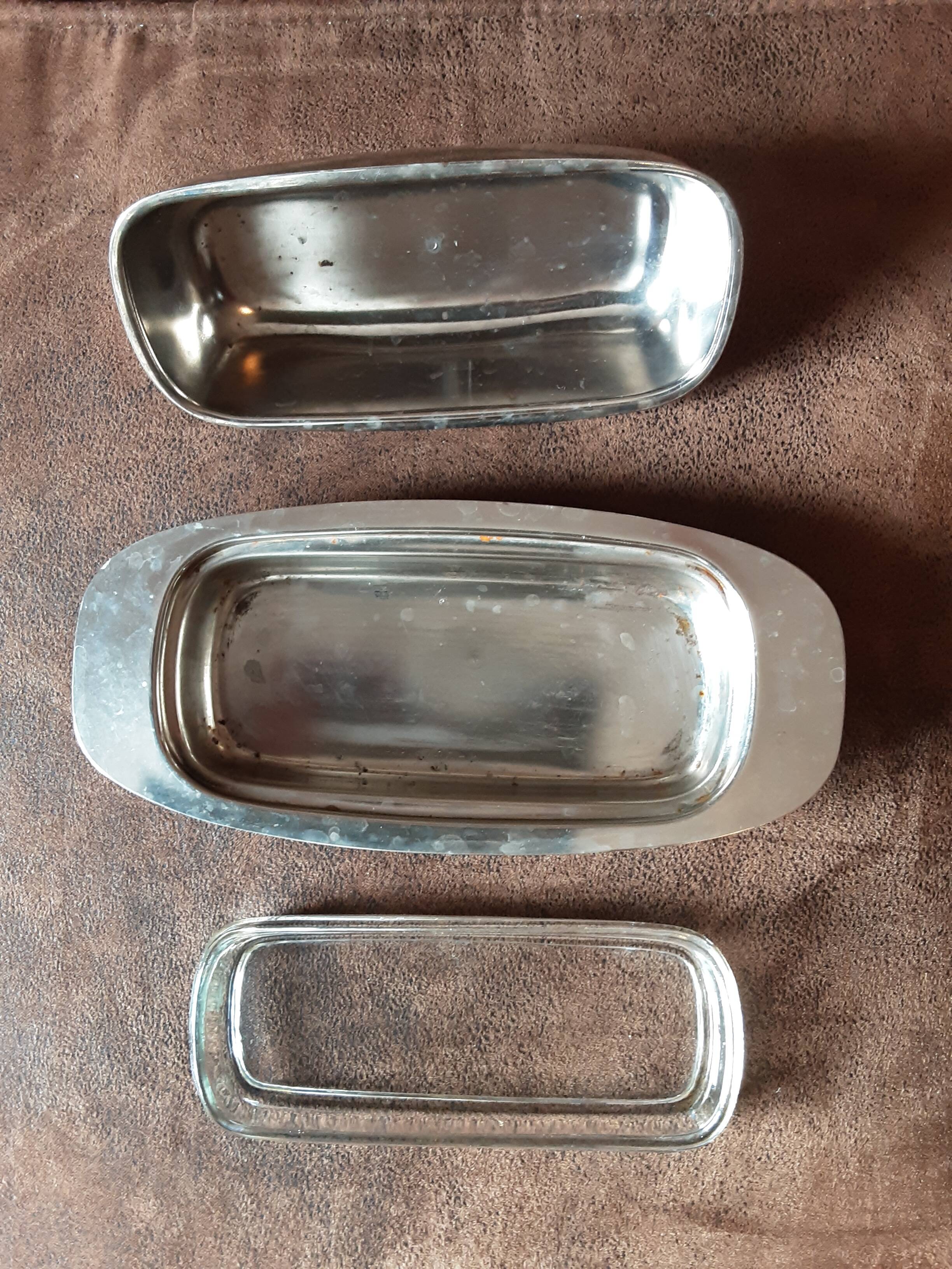 Original vintage metal butter dish