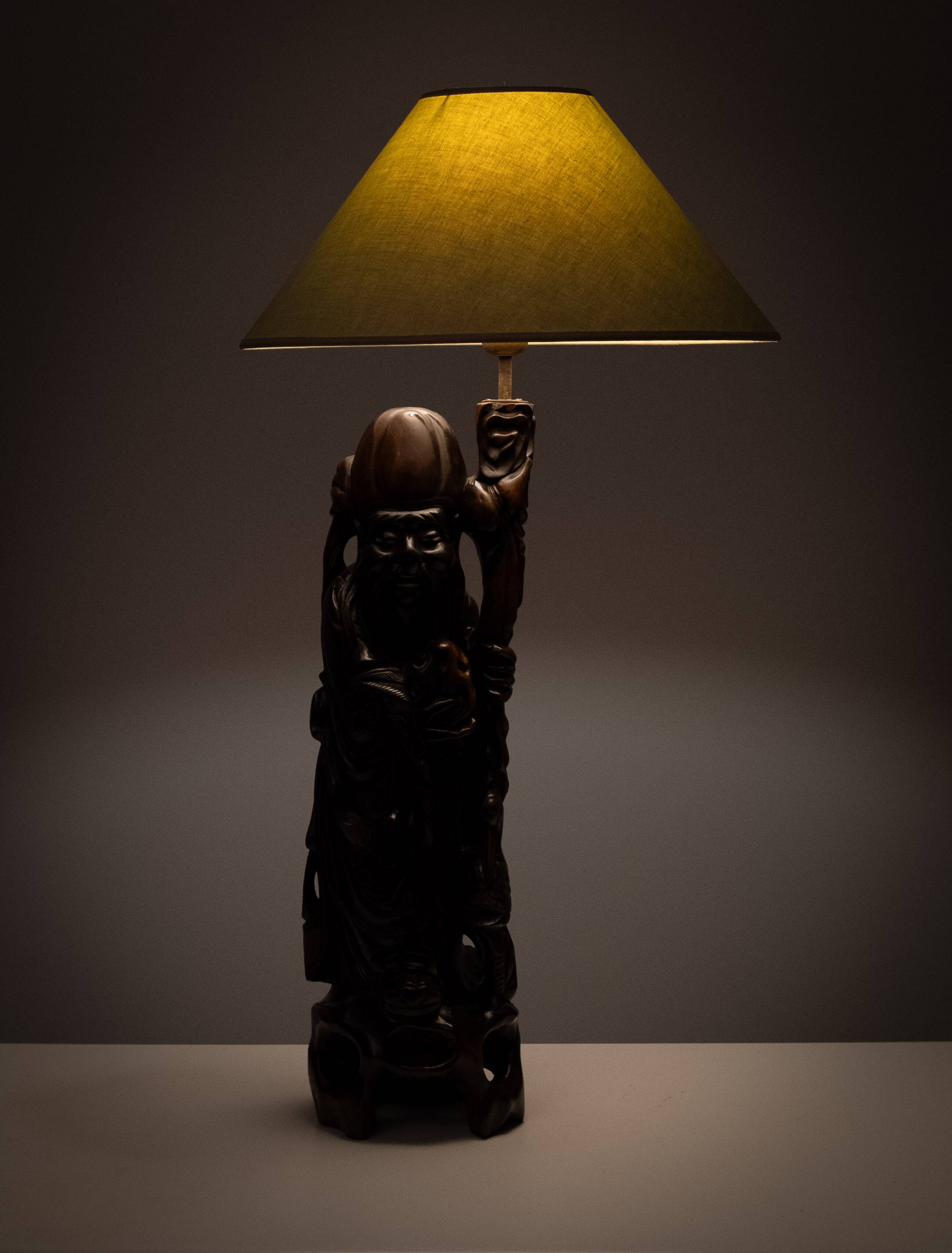 Table lamp Rosewood - Shoulao - God of Longevity Prosperety - China