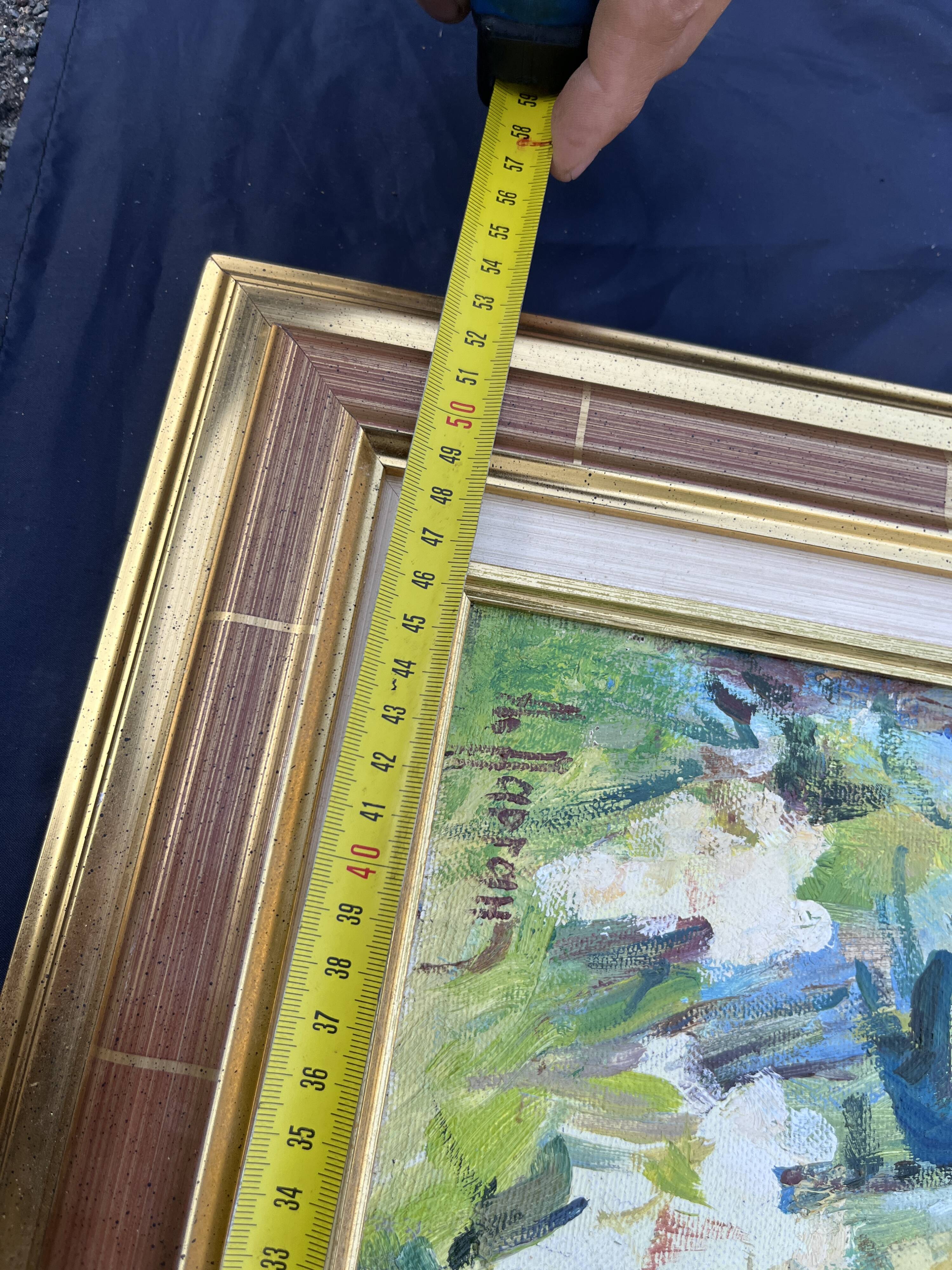 Russian painting by Andrei Dargan – woman in the garden – oil on canvas