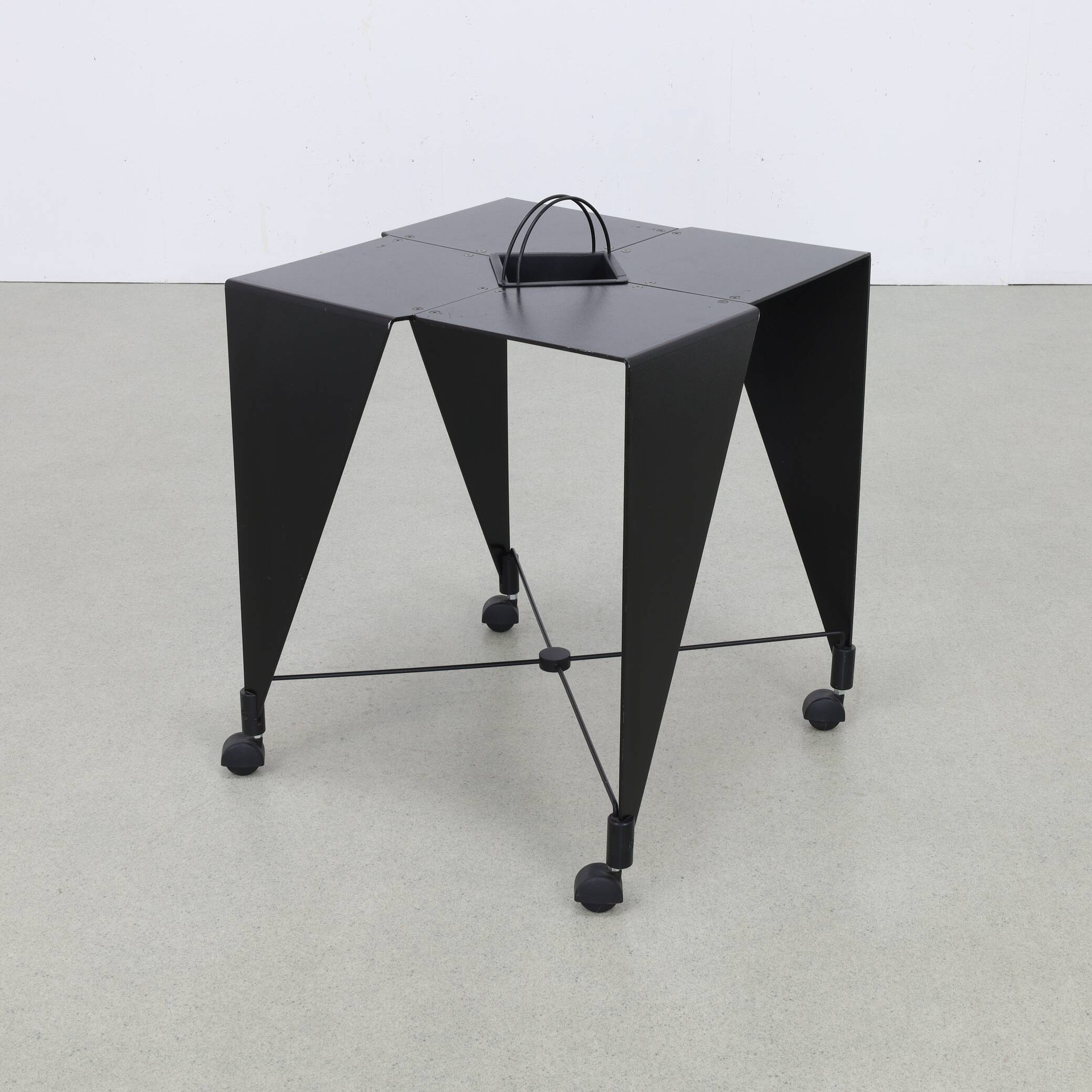 Side table on wheels Harlequin Errebi Italy, 1980s Memphis style