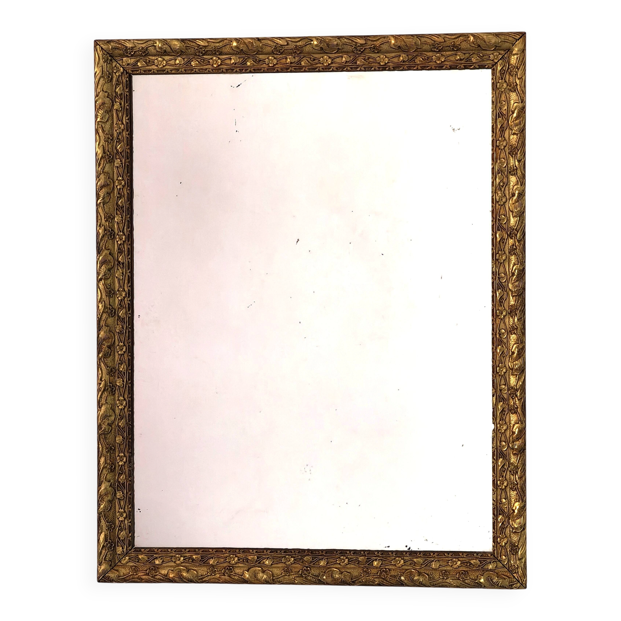 Miroir rectangulaire Art déco, cadre doré et travaillé
