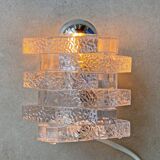 Glass Peill & Putzler table lamp, German ice glass light