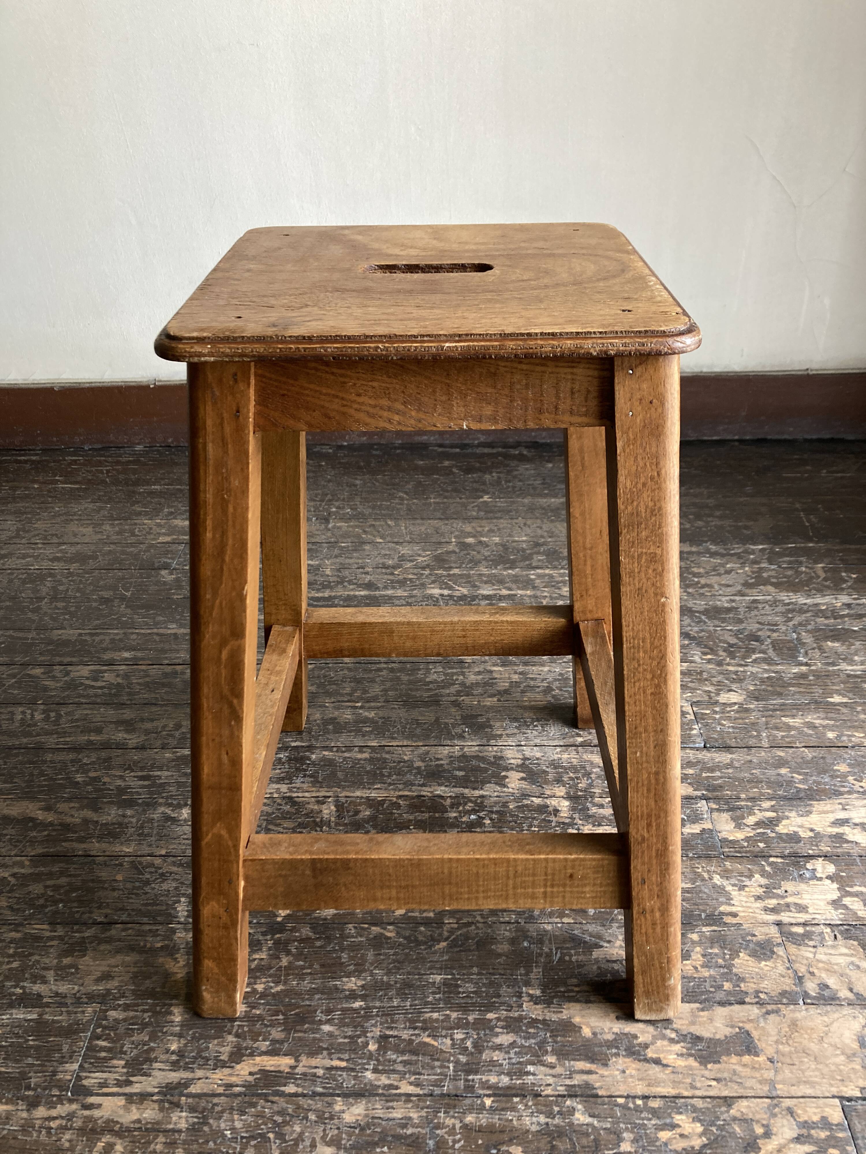 Boarding school stool in oak and plywood 1950
