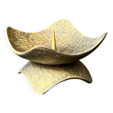 Hammered brass candle holder, brutalist design, 1970s