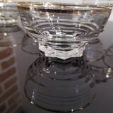 Set of 6 champagne glasses with gold edging and vintage star feet