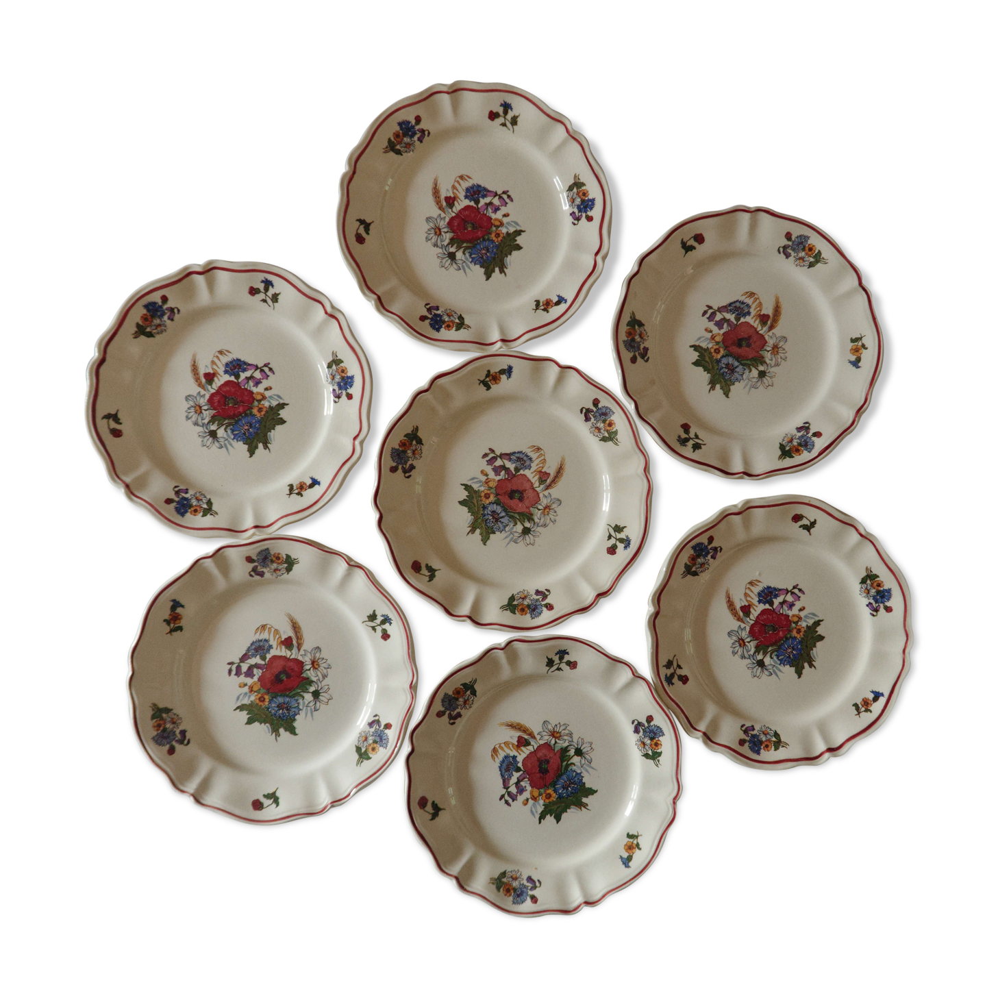 Lot 7 assiettes à dessert Sarreguemines Agreste