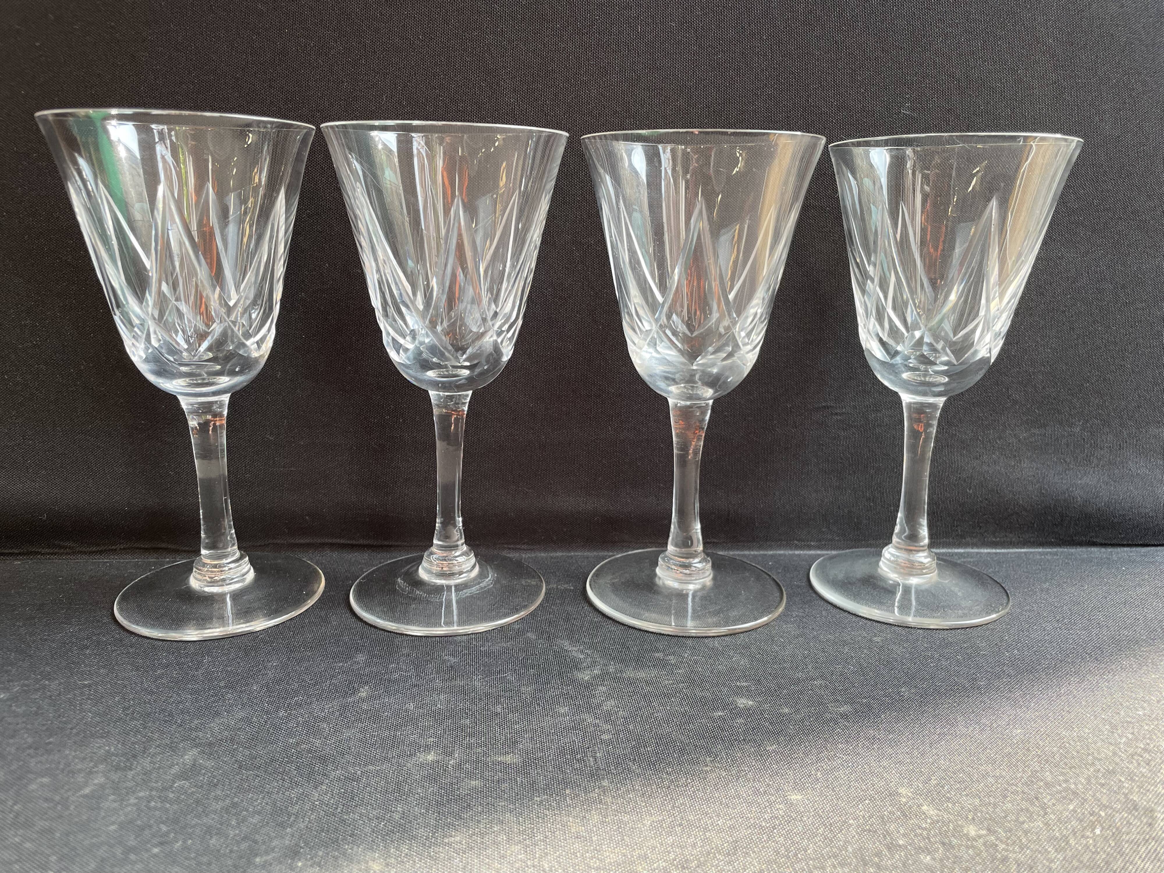 4 Cut Crystal Wine Glasses