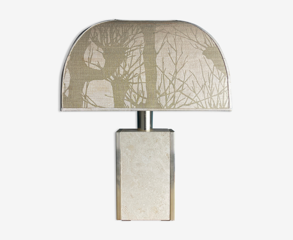 Lampe de table en marbre travertin Italie 1970s