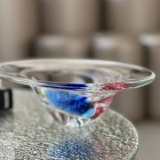 Vintage decorative glass  Bowl, blue accents, made in Italy