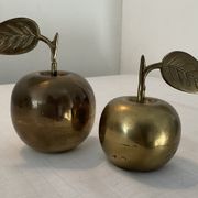 Duo of bronze apples vintage paperpress from the 60s-70s
