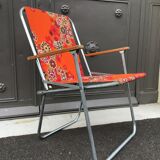 Vintage camping chair flowery canvas