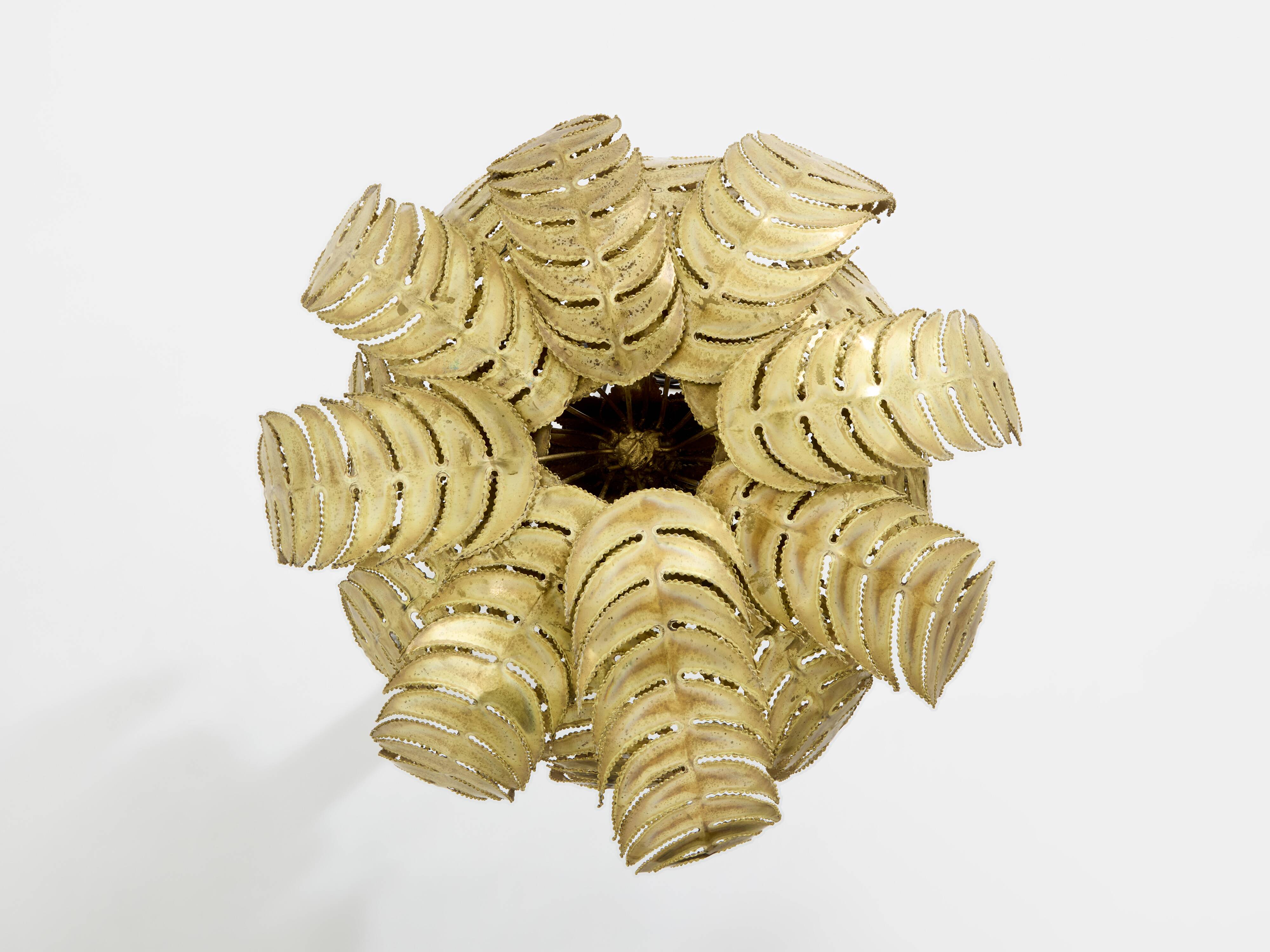 Christian Techoueyres brass palm lamp for Maison Jansen 1970s