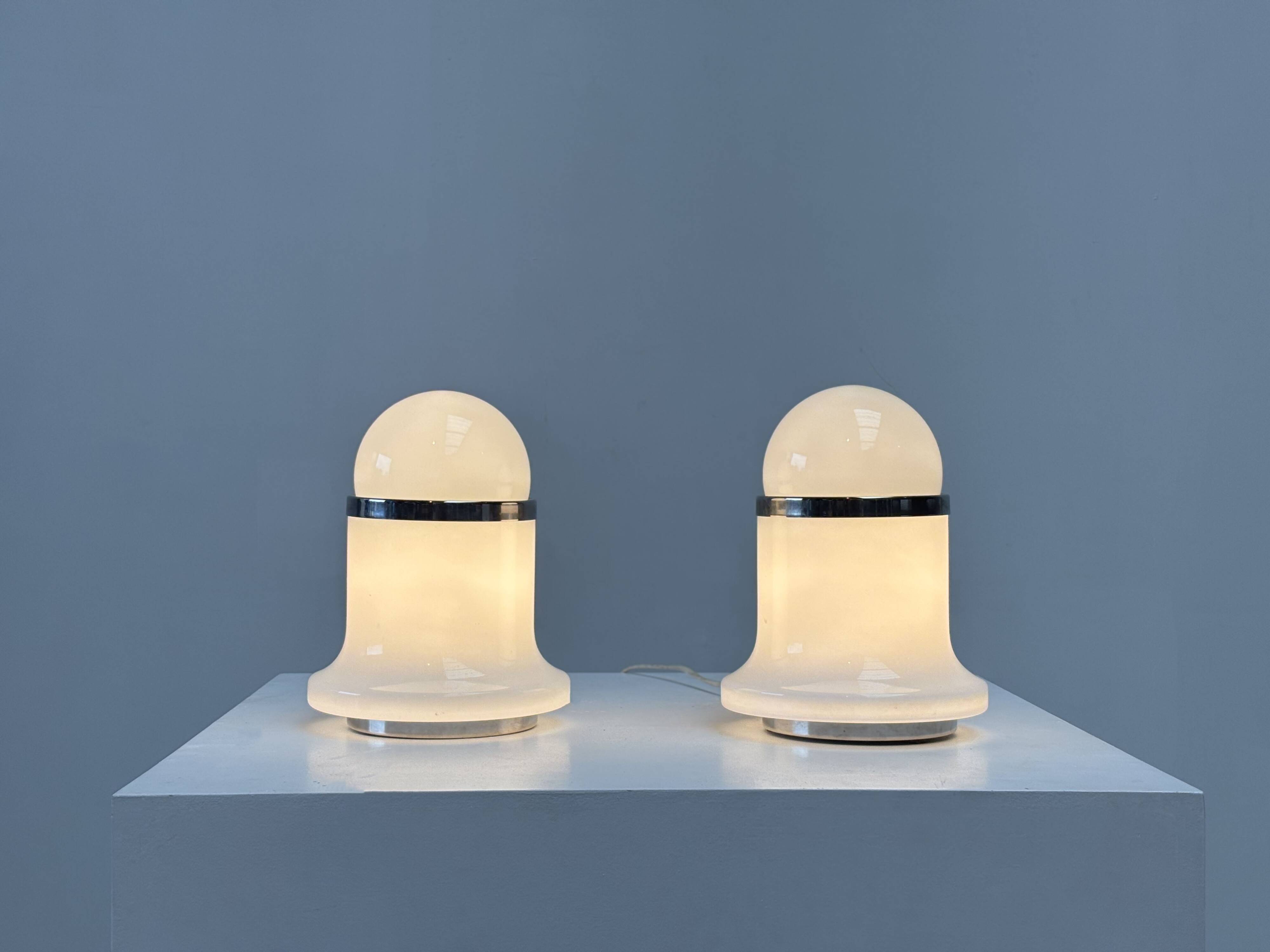 2 lampes de table en verre de Murano éditées par Reggiani