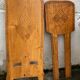 Grande chaise Africaine vintage en bois massif sculpté de motifs géométriques