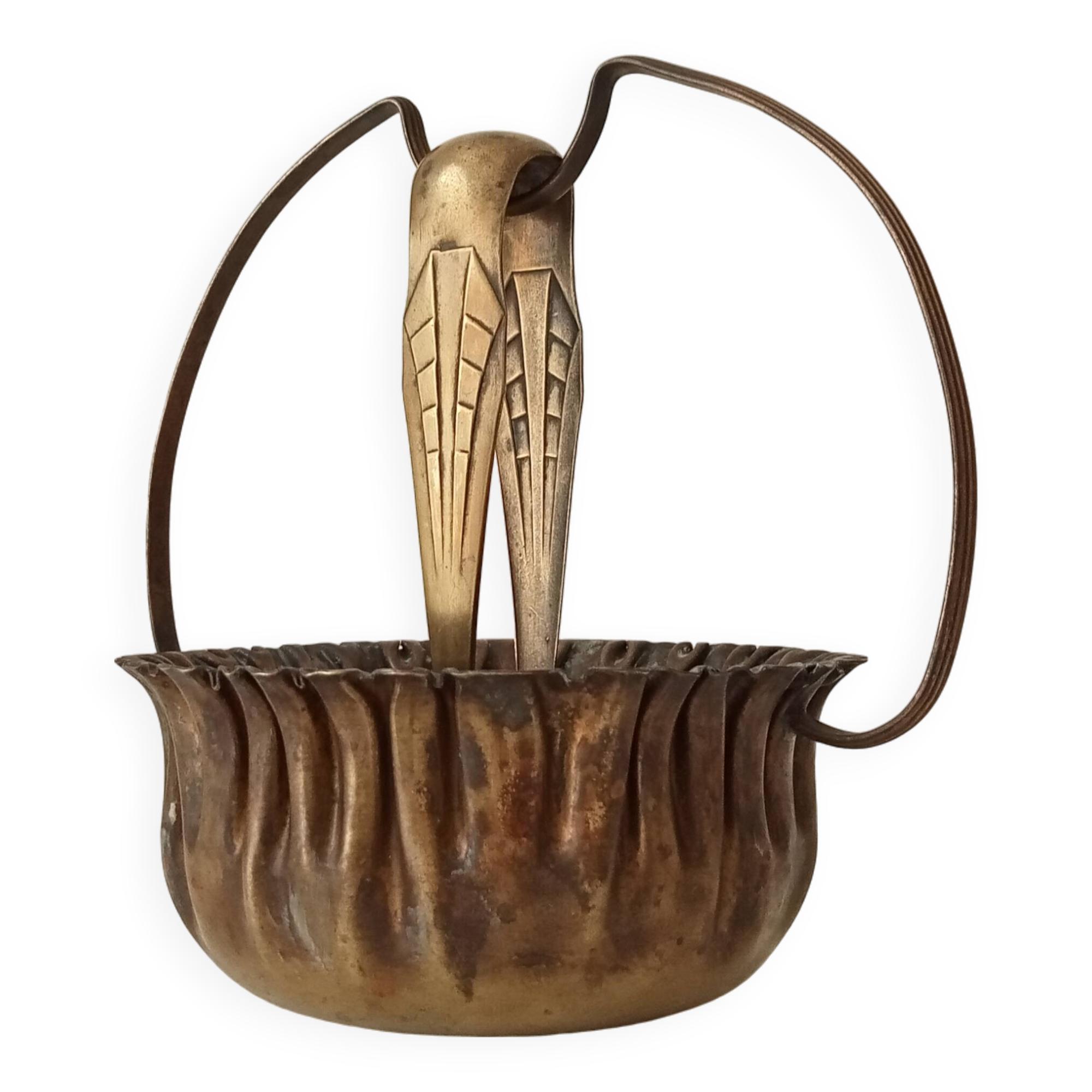 SUCRIER ANCIEN EN métal argenté LEON PARIS H 16 cm Diam