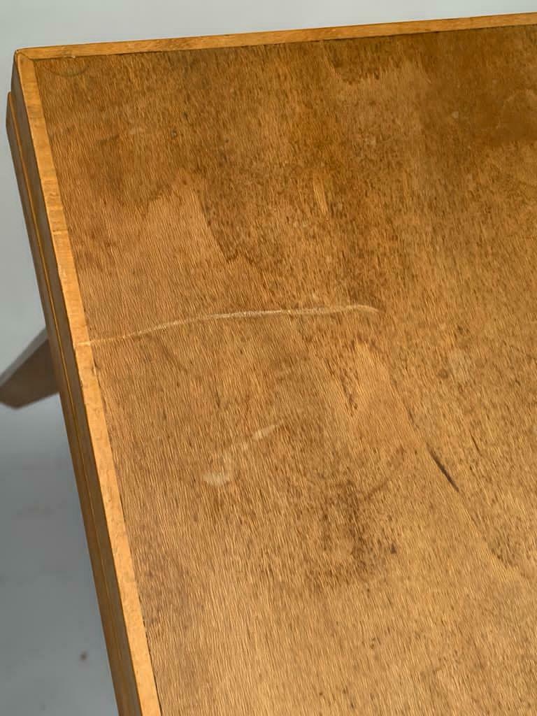 TABLE DE BRIDGE A SYSTEME 1960 CHENE CLEAR GREEN FABRIC