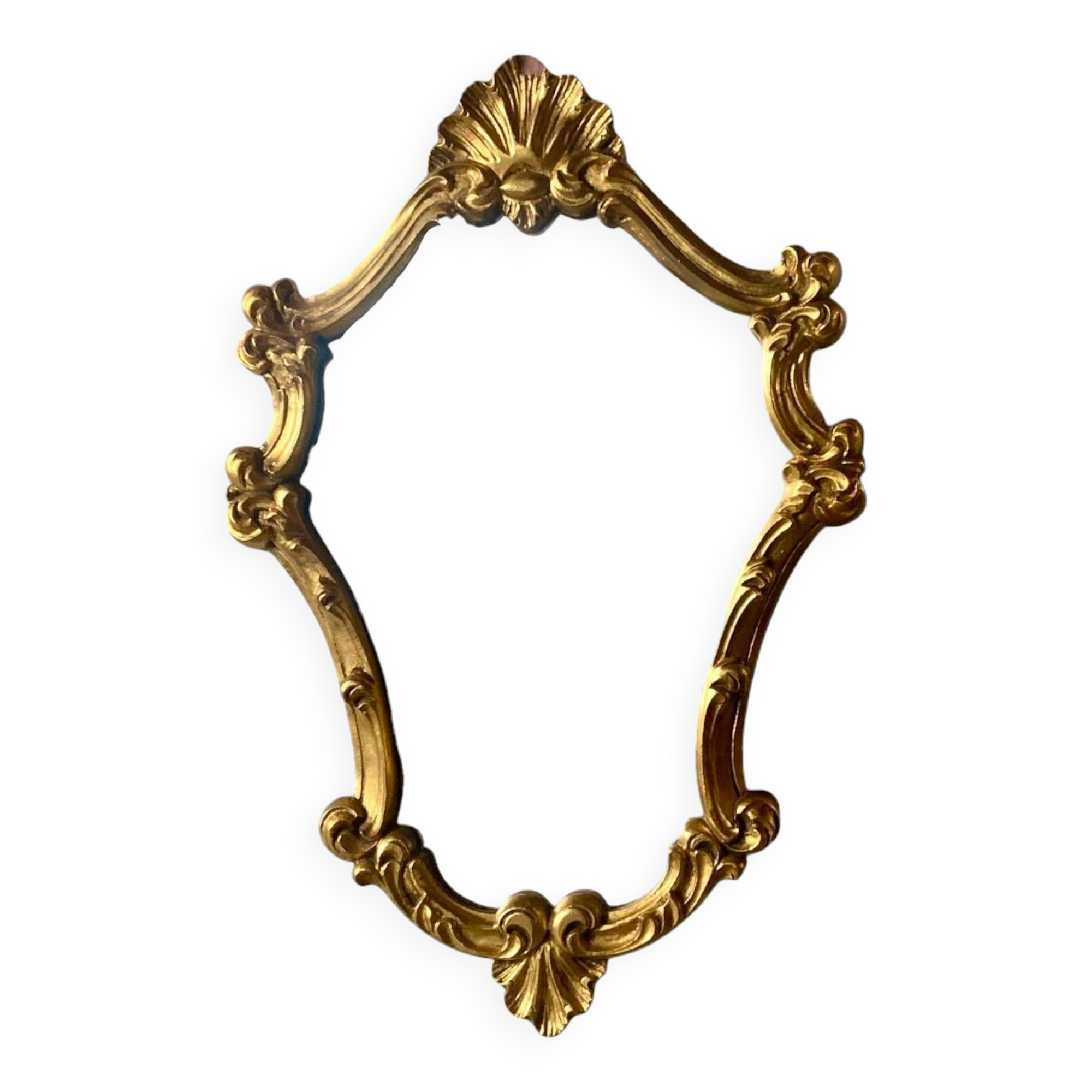 Vintage wall mirror in gold plaster - rococo style
