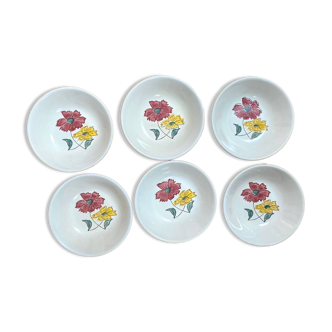 Set of 6 flowered soup plates