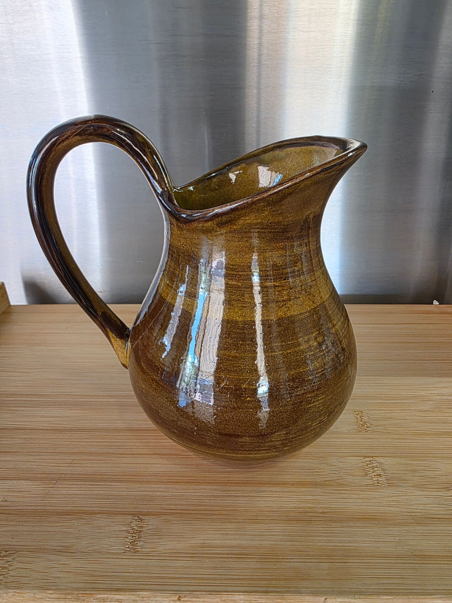 Jug / Pitcher in Saint-Clément earthenware with amber & honey glaze vintage