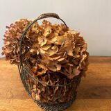 Small wicker and green metal basket