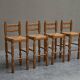 Set of 4 Razorblade bar stools in solid oak, 1960s.