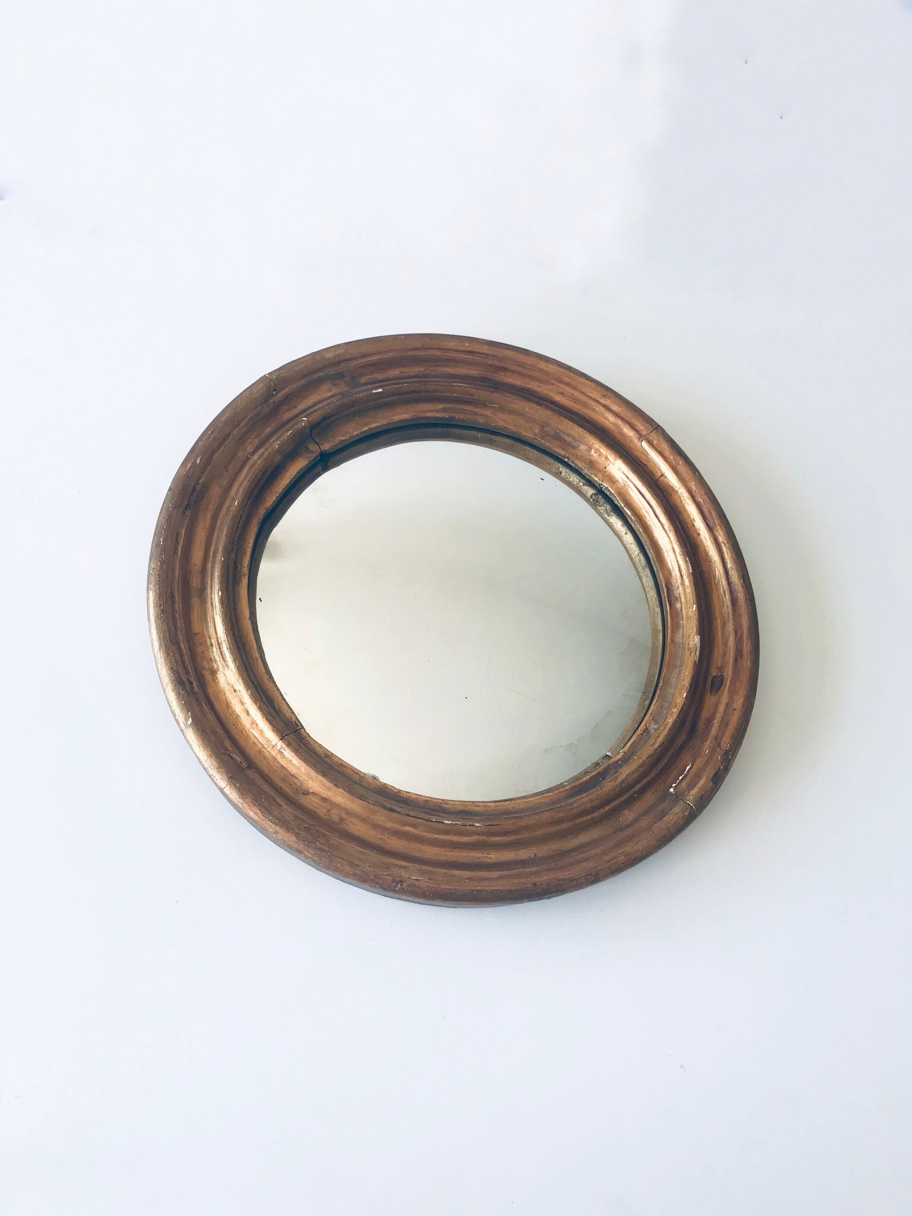 Ancient convex mirror, witch mirror 36cm