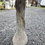 Cement garden table with trunk-shaped foot