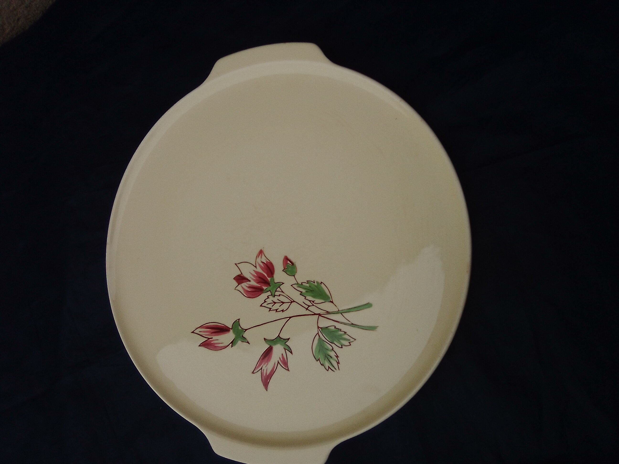 Pie dish in Salins earthenware model Rose Eric diam 30 cm