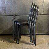 Set of 4 grey metal chairs no. 222 by Robert Mallet-Stevens, edition 80