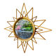 Vintage 60s/70s rattan sun mirror.