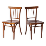 Pair of Soviet Beech Dining Chairs – 1978 Vintage, Refurbished Wood Frame