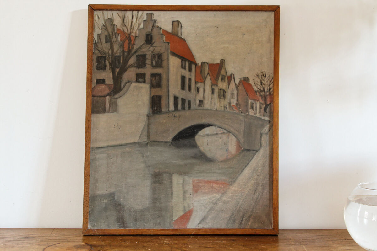 Oil on canvas, eastern village