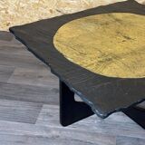 60s 70s Brutalist Coffee Table Side Table Slate Top Design