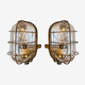 Pair of industrial wall lamps
