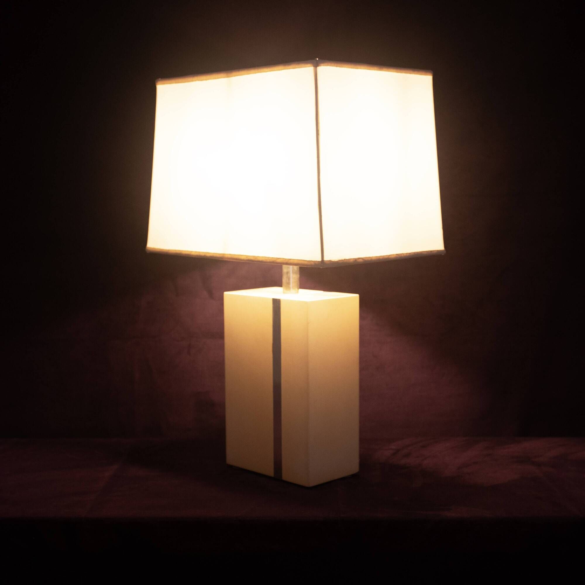 Tommaso Barbi Italian Rationalist Parchment and Metal Geometric Table Lamp