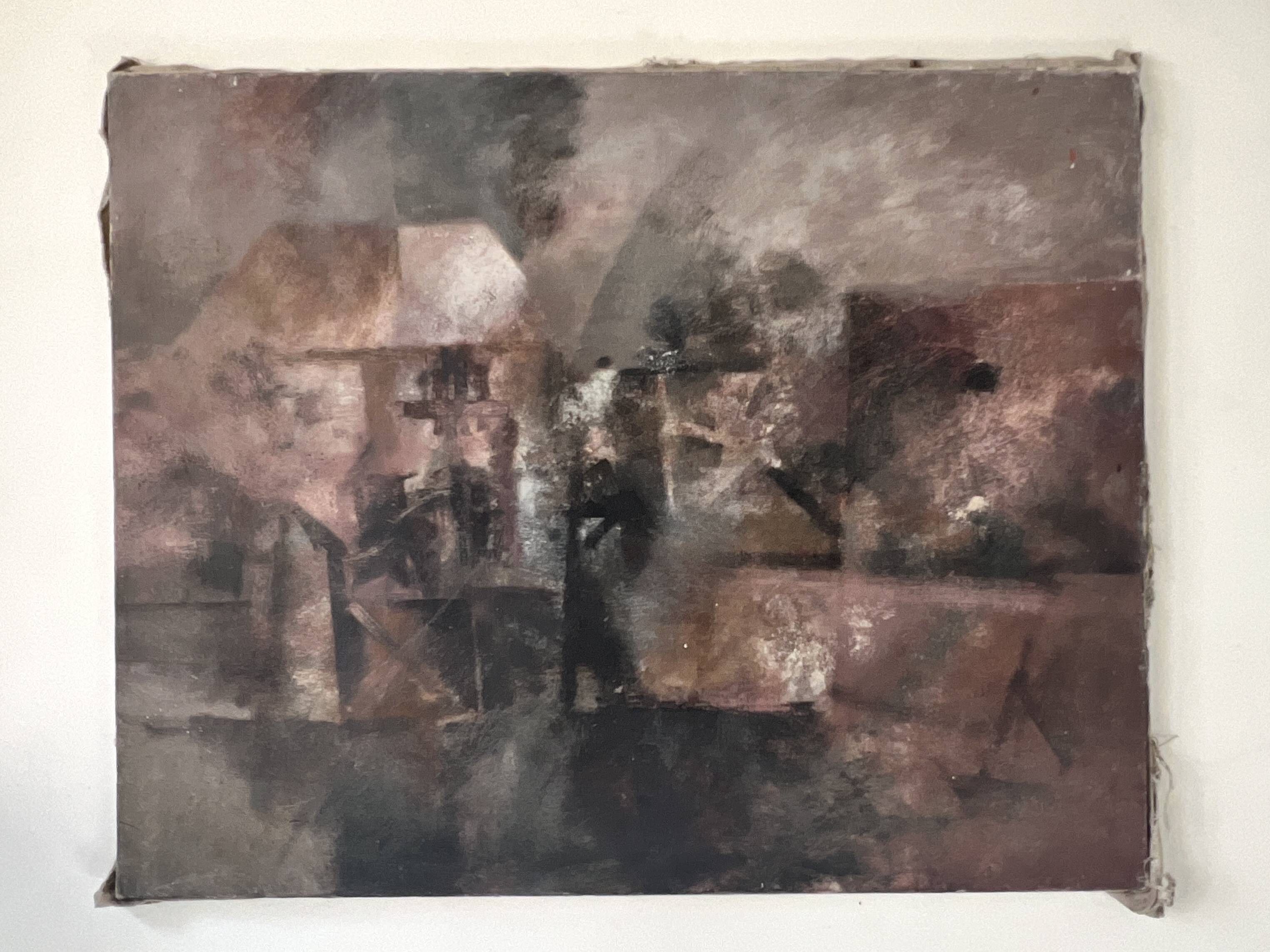 Contemporary abstract and textured tableau, painting on canvas 20th century.