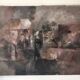 Contemporary abstract and textured tableau, painting on canvas 20th century.