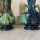 Pair of vases in slipware with Art Nouveau floral decoration.