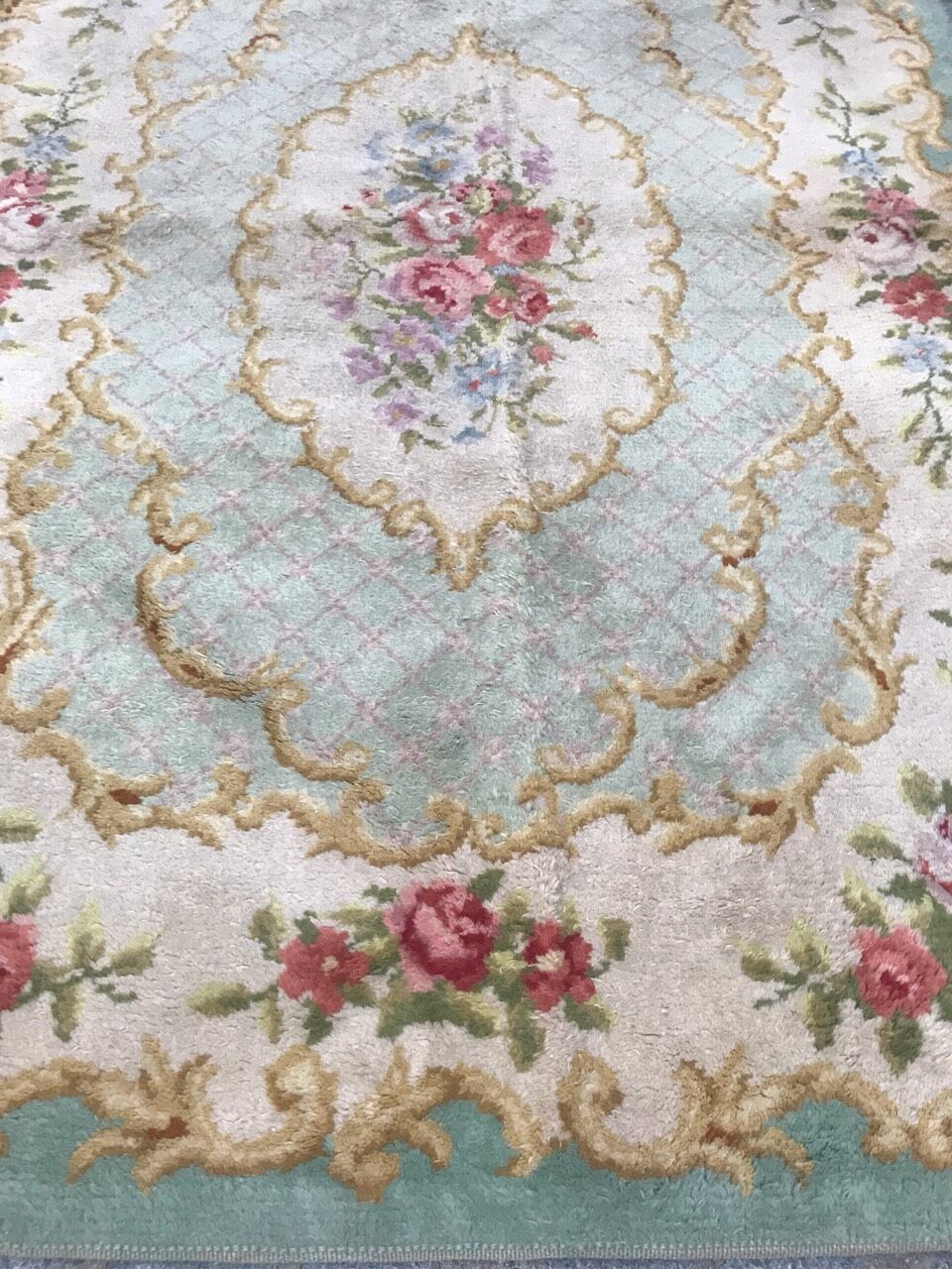 French carpet savonnerie Aubusson handmade 140x202 cm