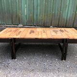 Vintage ceramic coffee table decorated with herbarium decoration Roger Capron