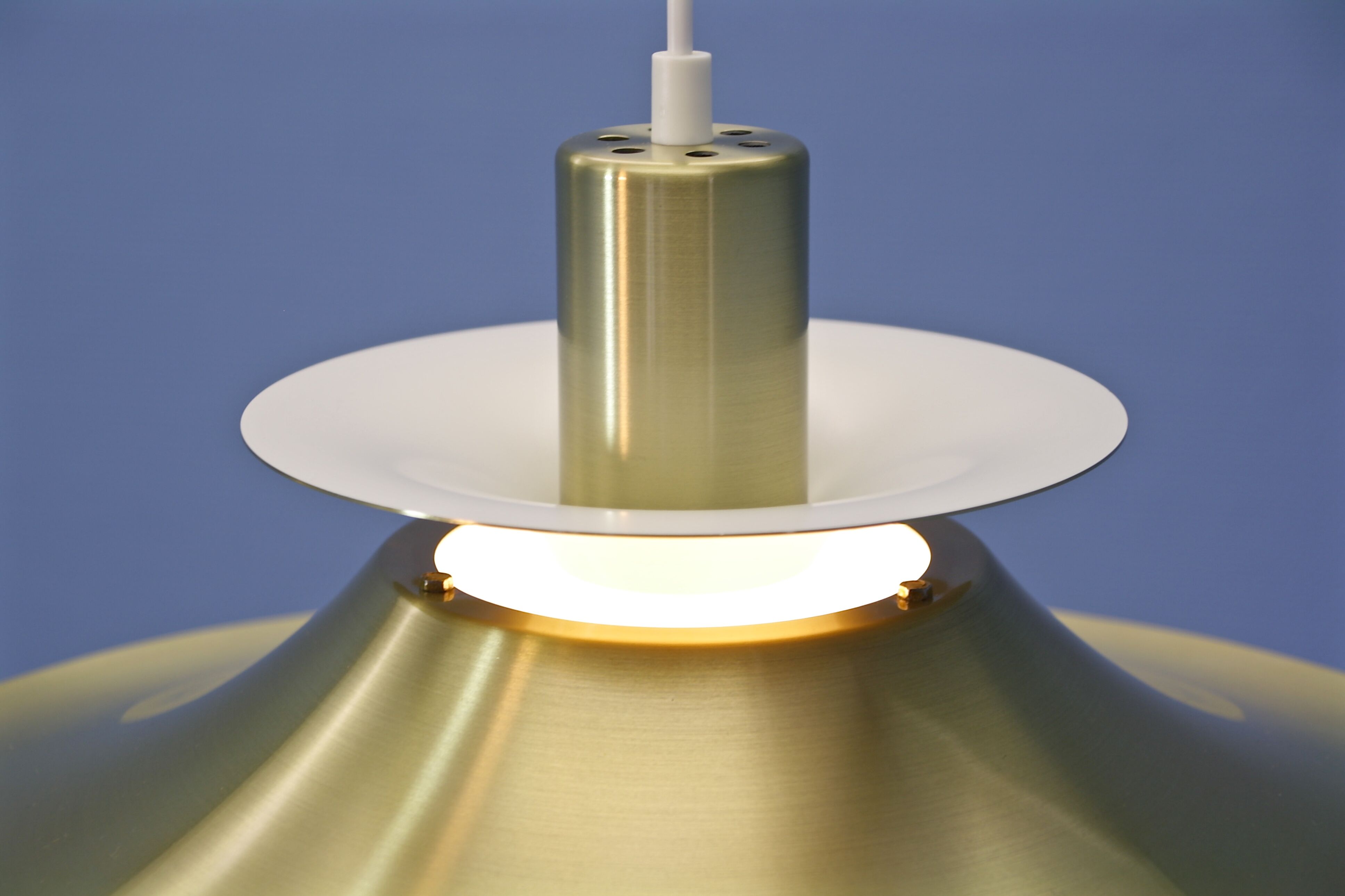 Danish hanging lamp in brass-coated aluminium, 1970s