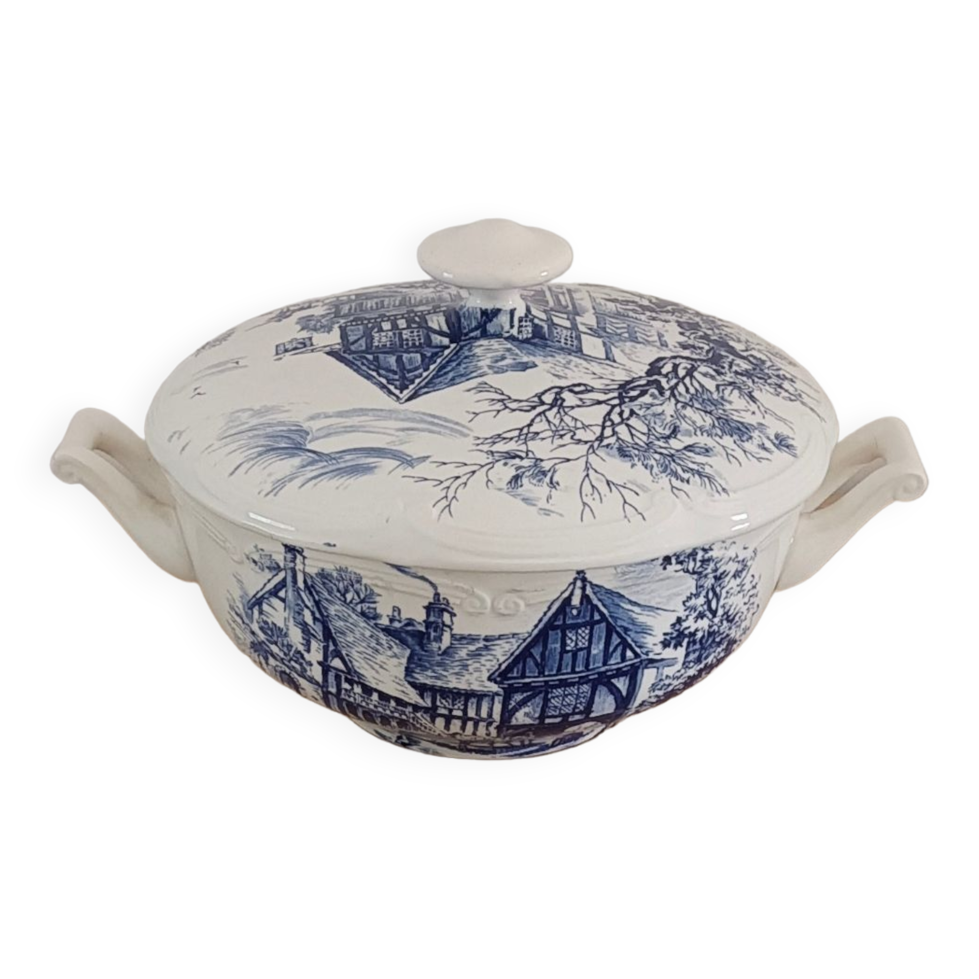 Tiled tureen Gien Wedgwood blue décor
