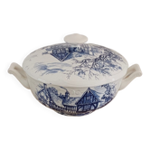 Soupière en faïence Gien Wedgwood décor bleu
