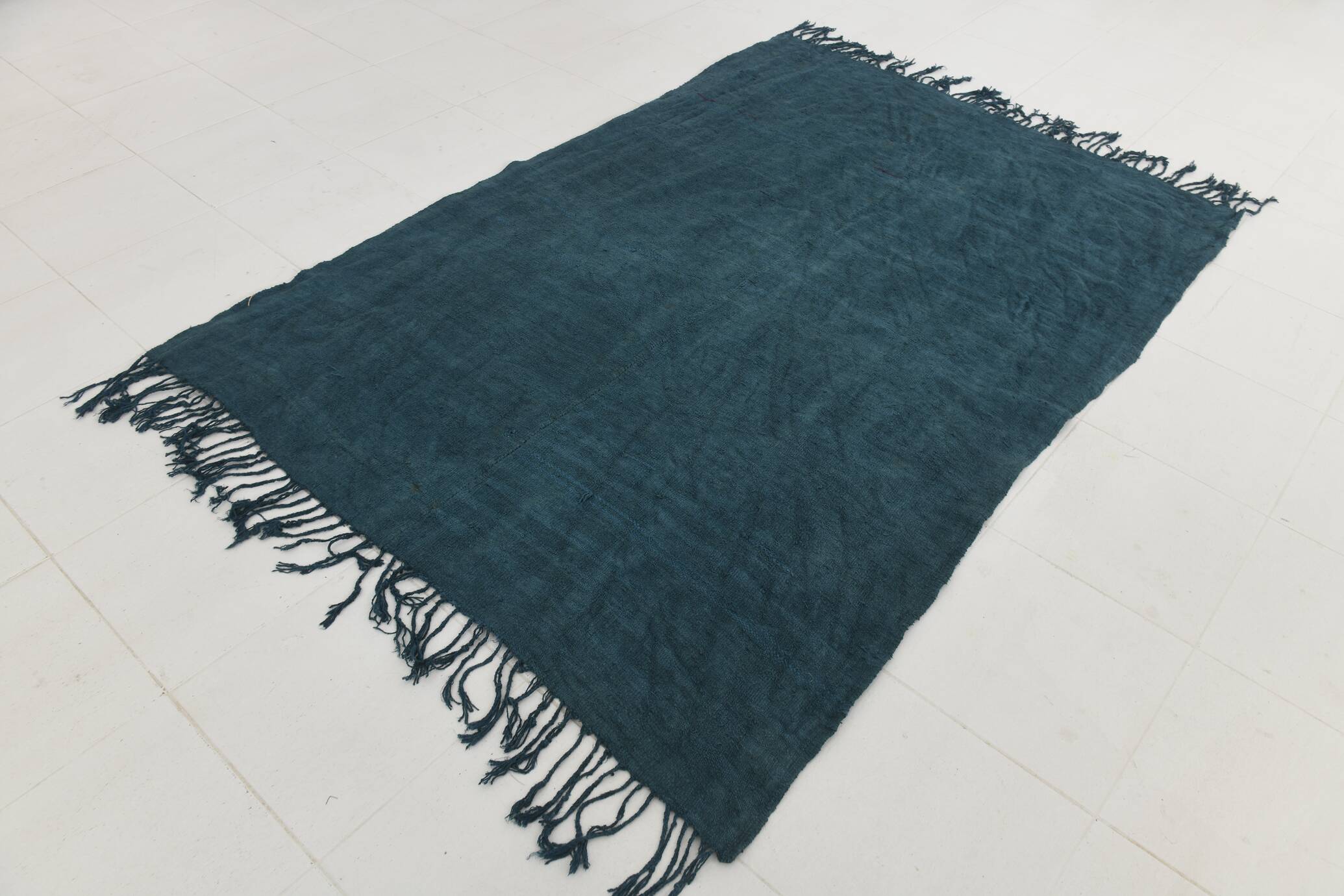 5x8 Midnight Blue Anatolian Turkish Kilim Rug, 157x230 Cm