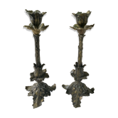 2 candlesticks, leaf holly