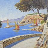 Painting signed Xavier SAGER 1881-1969 Route de Nice view of the port
