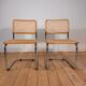 Chaises avec structure tubulaire chromée et cadre en rotin, Italie, années 1970