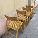 Series of 4 Scandinavian folding chairs 70s